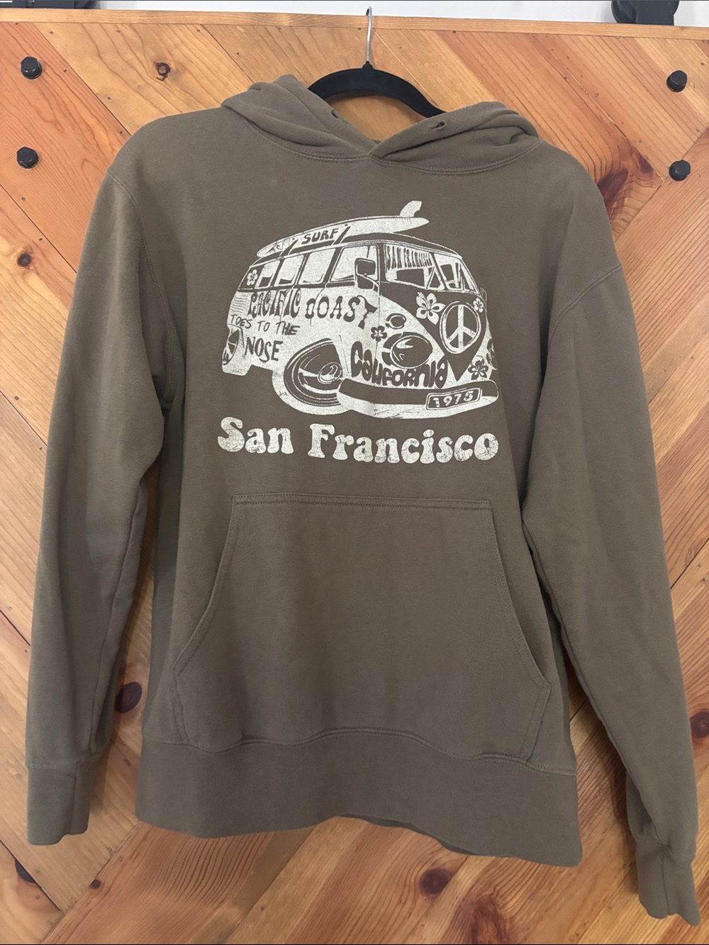 San Francisco on Reflex Olive Green Graphic Pullover Hoodie